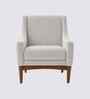 Claudia Boucle Fabric Arm Chair In White Colour