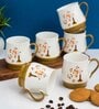 Clay Craft Fine Ceramic Adam Blossom Tea/Coffee Cup Set Of 6 (BL4)