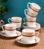 Clay Craft Fine Ceramic Cheers Super Cup & Saucer Set of 12 (6 Cups + 6 Saucer) -180 ml each