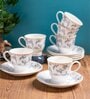 Clay Craft Fine Ceramic Classic Super Cup & Saucer Set of 12 (6 Cups + 6 Saucer) -160 ml each