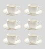 Clay Craft Fine Ceramic Cream Fiesta Cup & Saucer Set of 12 (6 Cups + 6 Saucer) -170 ml each