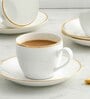 Clay Craft Fine Ceramic Cream Fiesta Cup & Saucer Set of 12 (6 Cups + 6 Saucer) -170 ml each