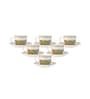 Clay Craft Fine Ceramic Cream Fiesta Cup & Saucer Set of 12 (6 Cups + 6 Saucer) -180 ml each
