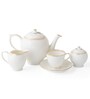 Clay Craft Fine Ceramic Diamond Impression Tea Set Of 15( 6 Cup, 6 Saucer, 1 Milk Pot, 1 Tea Pot, 1 Sugar Pot)
