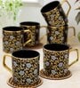 Clay Craft Fine Ceramic Director Ebony Tea/Coffee Cup Set Of 6