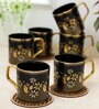 Clay Craft Fine Ceramic Director Ebony Tea/Coffee Cup Set Of 6