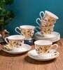 Clay Craft Fine Ceramic Georgian Super Cup & Saucer Set of 12 (6 Cups + 6 Saucer)