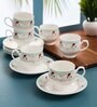 Clay Craft Fine Ceramic Karina Super Cup & Saucer Set of 12 (6 Cups + 6 Saucer)