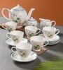 Clay Craft Fine Ceramic King Mw Tea Set Of 15( 6 Cup, 6 Saucer, 1 Milk Pot, 1 Tea Pot, 1 Sugar Pot)