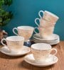 Clay Craft Fine Ceramic King Super Cup & Saucer Set of 12 (6 Cups + 6 Saucer)