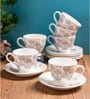 Clay Craft Fine Ceramic King Super Cup & Saucer Set of 12 (6 Cups + 6 Saucer)