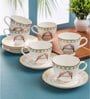 Clay Craft Fine Ceramic King Velvet Cup & Saucer Set of 12 (6 Cups + 6 Saucer)