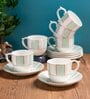 Clay Craft Fine Ceramic Maharani Noir Cup & Saucer Set of 12 (6 Cups + 6 Saucer)