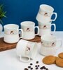 Clay Craft Fine Ceramic Mike Super Tea/Coffee Cup Set Of 6
