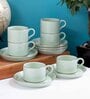 Clay Craft Fine Ceramic Rio Impression Cup & Saucer Set of 12 (6 Cups + 6 Saucer)