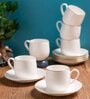 Clay Craft Fine Ceramic Twig Impression Cup & Saucer Set of 12 (6 Cups + 6 Saucer)