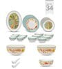 Clay Craft Fine Ceramic Urmi Fiesta Dinner Set (Set Of 34) (FI1801) Dinner Plates, Dining Set for Dinner