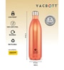 Clay Craft Vacbott Vaccum Bottle, Fiesta Ruby Double Walled Combo Set 24 Hr Hot and Cold Water Bottle Set of 2 (500ml, 1000ml) Steel Water Bottles for School, Office, Home, Gym, Leakproof, Rust Free