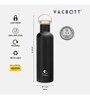 Clay Craft Vacbott Vaccum Bottle, Kitkat Double Walled 24 Hours Hot and Cold Water Bottle, 700ml (Black) Steel Water Bottles for School, Office, Home, Gym, Leakproof, Rust Free Steel Bottle