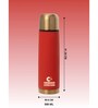 Clay Craft Vacbott Vaccum Bottle, Terra Royal Double Walled 24 Hours Hot and Cold Water Bottle, 500ml (Red) Steel Water Bottles for School, Office, Home, Gym, Leakproof, Rust Free Steel Bottle
