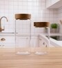 Clear 1200 ml Borosilicate Glass Storage Jar with Airtight Acacia Wood Lid