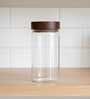 Clear 1200 ml Borosilicate Glass Storage Jar with Airtight Acacia Wood Lid