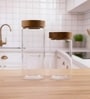 Clear 1500 ml Borosilicate Glass Storage Jar with Airtight Acacia Wood Lid