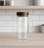 Clear 1500 ml Borosilicate Glass Storage Jar with Airtight Acacia Wood Lid