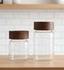 Clear 200 ml Borosilicate Glass Storage Jar with Airtight Acacia Wood Lid