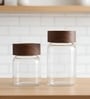 Clear 250 ml Borosilicate Glass Storage Jar with Airtight Acacia Wood Lid