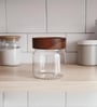 Clear 300 ml Borosilicate Glass Storage Jar with Airtight Acacia Wood Lid