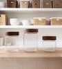 Clear 300 ml Borosilicate Glass Storage Jar with Airtight Acacia Wood Lid