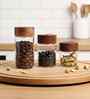 Clear 90 ml Borosilicate Glass Storage Jar with Airtight Acacia Wood Lid