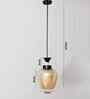 Clear Amber Glass Hanging Lamp With Black Finish