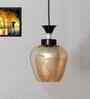 Clear Amber Glass Hanging Lamp With Black Finish