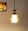 Clear Amber Glass Hanging Lamp With Black Finish