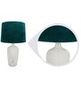 Clear Bottle Green Velvet Shade Table Lamp with Transparent Base