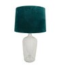 Clear Bottle Green Velvet Shade Table Lamp with Transparent Base