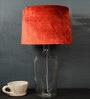 Clear Bottle Rust Velvet Shade Table Lamp with Transparent Base