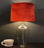 Clear Bottle Rust Velvet Shade Table Lamp with Transparent Base