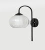 Clear Downward Globe Black Wall Lamp