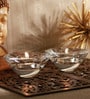 Transparent Glass Table Tea Light Holder Set of 2