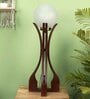 Clear Glass Shade Table Lamp With Brown Base