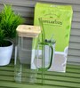Clear Glass Sipper Cup with Bamboo Lid, Glass Straw & Handle (450 ml)