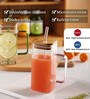 Clear Glass Sipper Cup with Bamboo Lid, Glass Straw & Handle (450 ml)