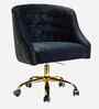 Clemence Velvet Fabric Guest Chair In Black Colour