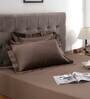 Brown Solid 200 TC 100% Cotton King Sized Bed Sheets with 2 Pillow Covers