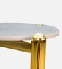 Cleo Metal End Table In White & Gold Colour