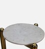 Cleo Metal End Table In White & Gold Colour