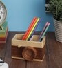 Click Handmade Brown Pinewood Pen Stand